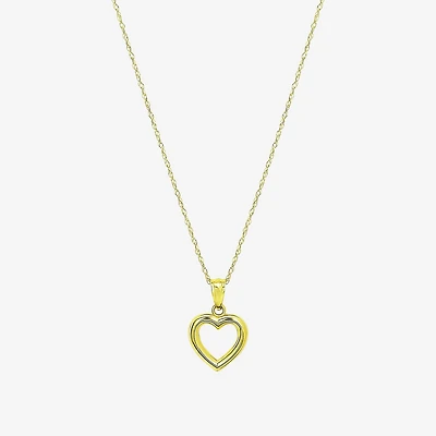 Womens 10K Gold Heart 18 Inch Pendant Necklace