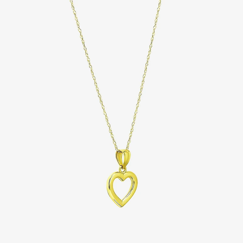 Womens 10K Gold Heart 18 Inch Pendant Necklace