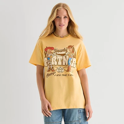 Womens Juniors Crew Neck Short Sleeve Loose Fit Toy Story Graphic T-Shirt