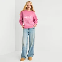 Trust The Universe Fleece Womens Juniors Crew Neck Long Sleeve Sweatshirt