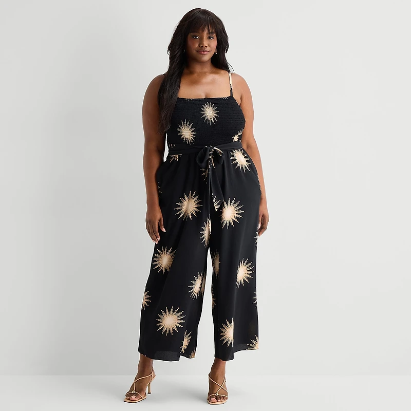 Premier Amour Womens Straight Neck Sleeveless Plus Jumpsuit