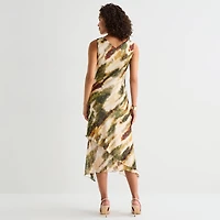 Rabbit Design Womens V Neck Sleeveless Abstract Shift Dress