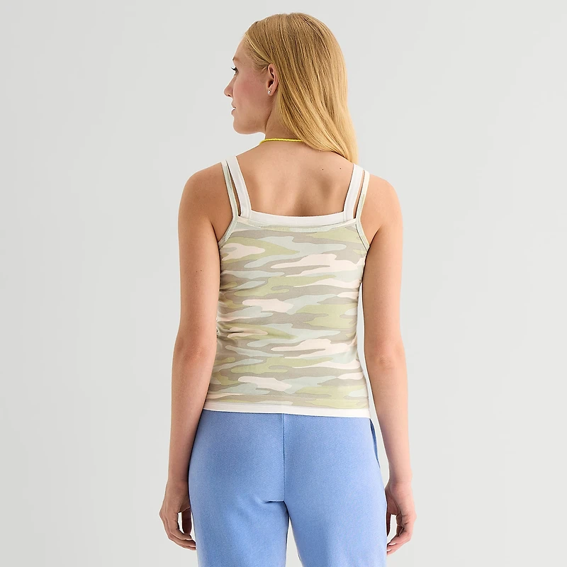 Arizona Womens Juniors Square Neck 2 Piece Sleeveless Camisole