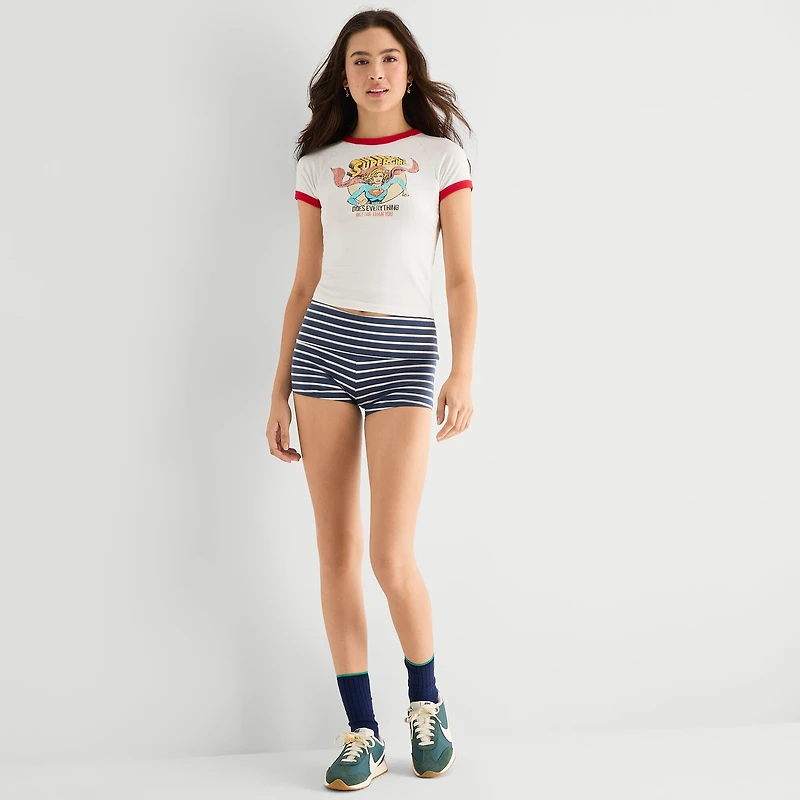 Arizona Womens Juniors Crew Neck Short Sleeve Supergirl T-Shirt