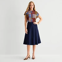Liz Claiborne Womens High Rise Midi A-Line Skirt