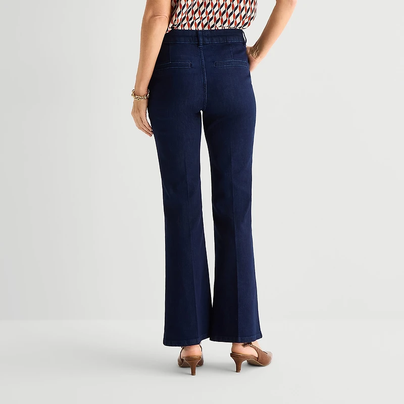 Liz Claiborne Womens Mid Rise Flare Leg Jean