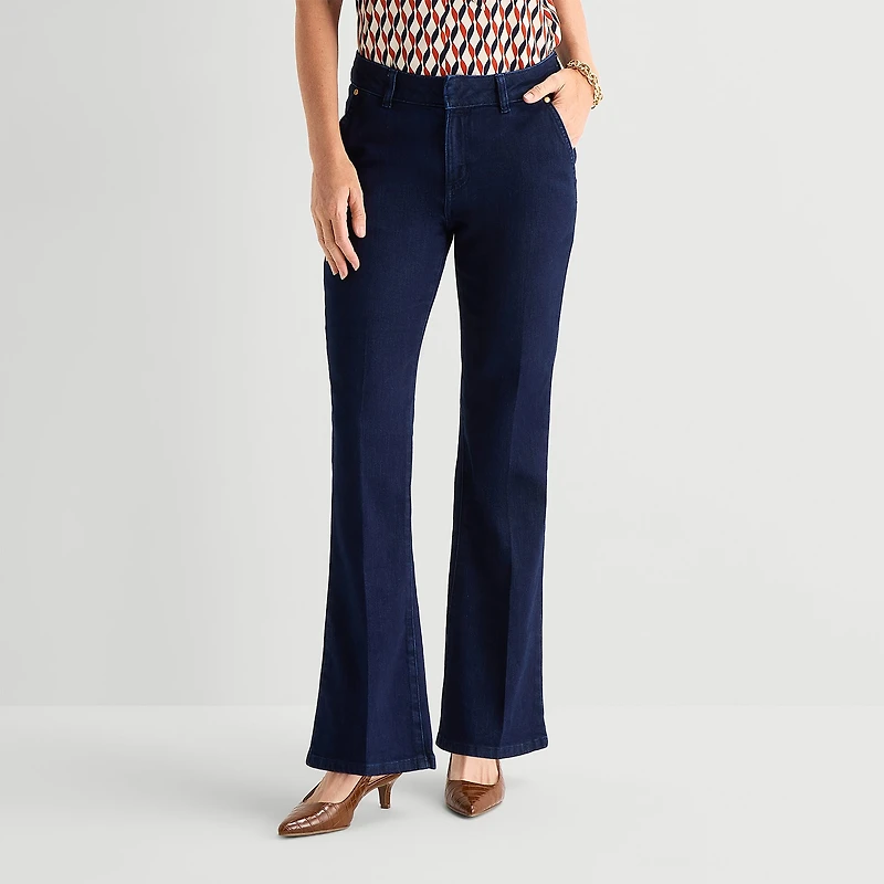 Liz Claiborne Womens Mid Rise Flare Leg Jean