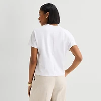 Worthington Womens Crew Neck Short Sleeve T-Shirt