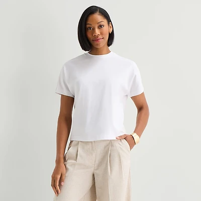 Worthington Womens Crew Neck Short Sleeve T-Shirt