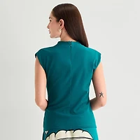 Worthington Womens Sleeveless Mock Neck Top