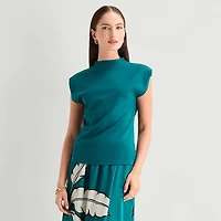 Worthington Womens Sleeveless Mock Neck Top