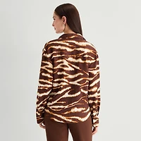 Worthington Womens Cuffed Long Sleeve Oversized Button-Down Shirt