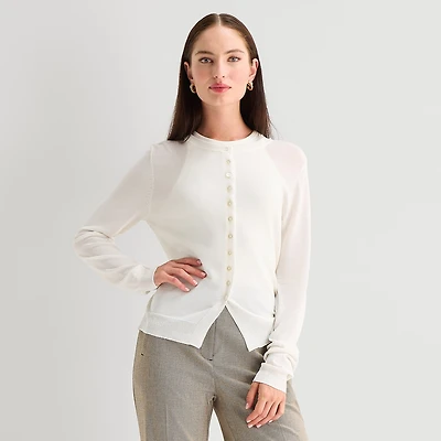 Worthington Womens Cowl Neck Long Sleeve Button Cardigan