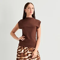 Worthington Womens Sleeveless Mock Neck Top