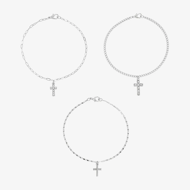 Forever 21 Womens 9 Inch Solid Snake Cross Ankle Bracelet