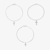 Forever 21 Womens 9 Inch Solid Snake Cross Ankle Bracelet