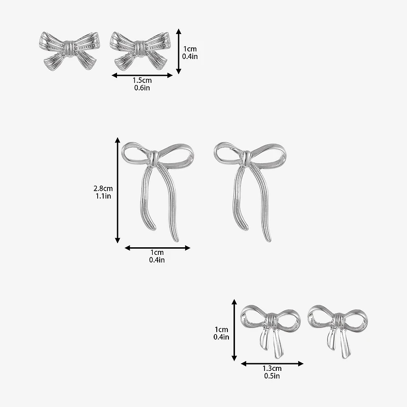 Forever 21 Womens Bow 3 Pair Earring Set