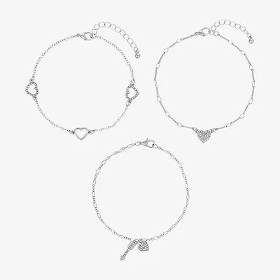 Forever 21 Womens 9 Inch Solid Cable Heart Ankle Bracelet