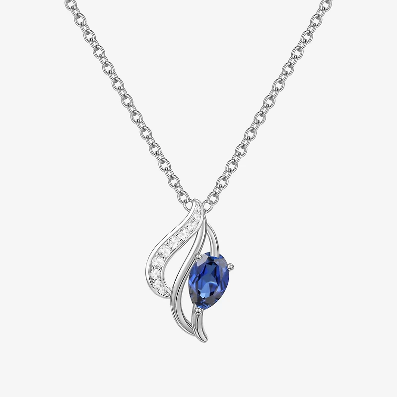 Lab Created Gemstone Sterling Silver Pear 18 Inch Pendant Necklace