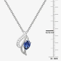 Lab Created Gemstone Sterling Silver Pear 18 Inch Pendant Necklace