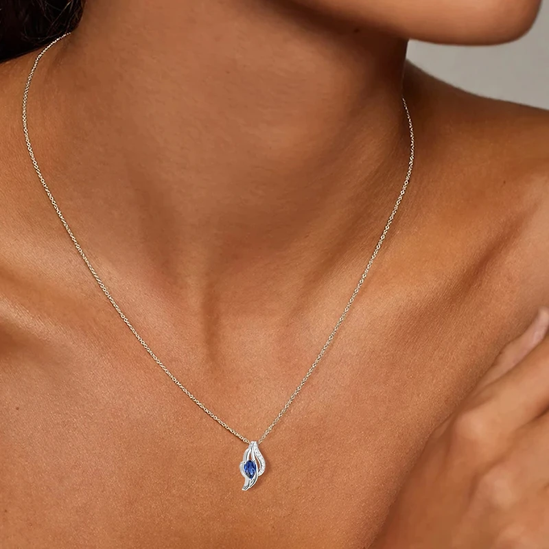 Lab Created Gemstone Sterling Silver Pear 18 Inch Pendant Necklace