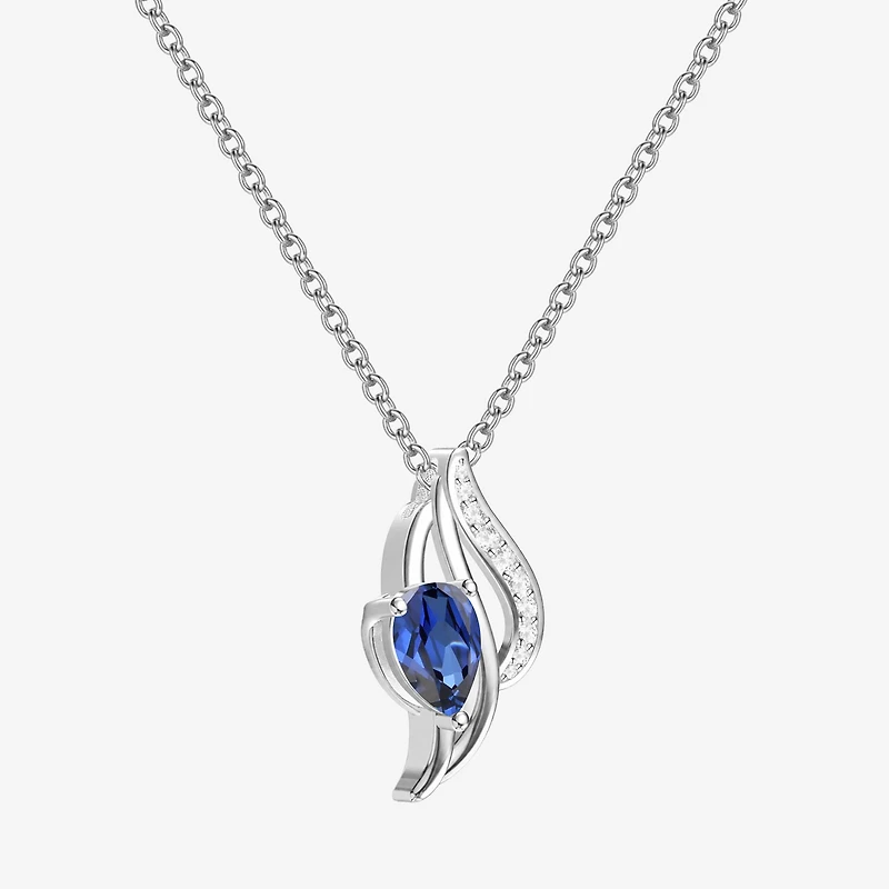 Lab Created Gemstone Sterling Silver Pear 18 Inch Pendant Necklace