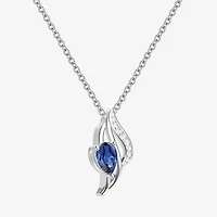 Lab Created Gemstone Sterling Silver Pear 18 Inch Pendant Necklace