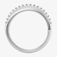 Womens 2MM Lab Created Blue Sapphire Sterling Silver Band