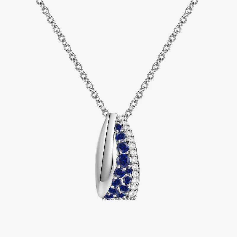 Lab Created Gemstone Sterling Silver Round 18 Inch Pendant Necklace