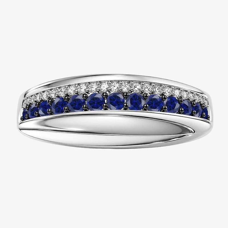 Lab Created Gemstone Sterling Silver Band