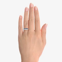 Lab Created Gemstone Sterling Silver Band