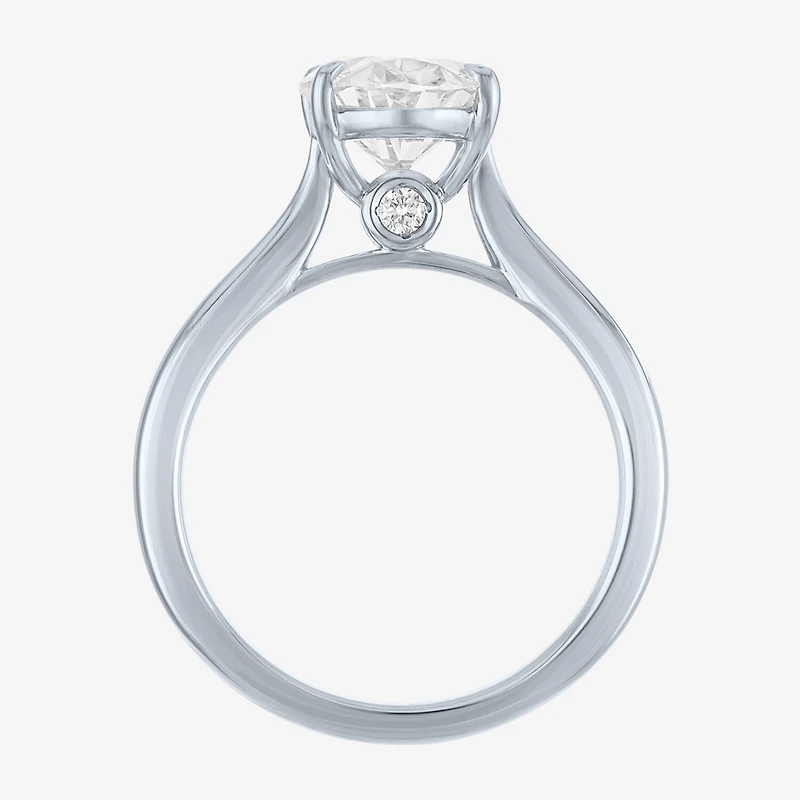 (G / Si1-Si2) Womens 3 CT. T.W. Lab Grown White Diamond Sterling Silver Oval Engagement Ring
