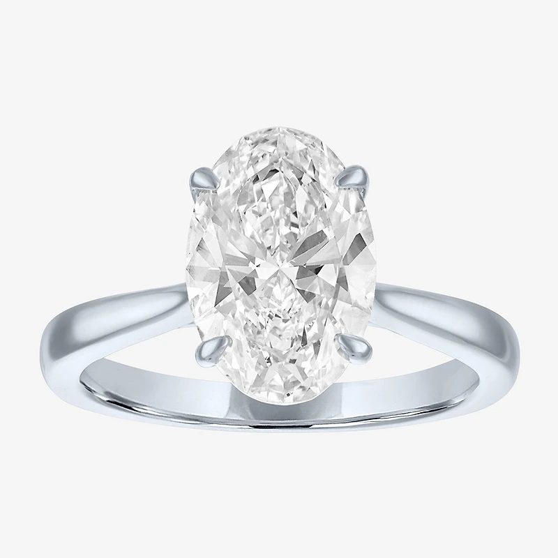 (G / Si1-Si2) Womens 3 CT. T.W. Lab Grown White Diamond Sterling Silver Oval Engagement Ring