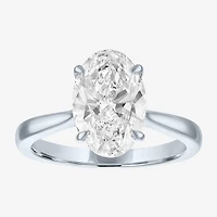 (G / Si1-Si2) Womens 3 CT. T.W. Lab Grown White Diamond Sterling Silver Oval Engagement Ring