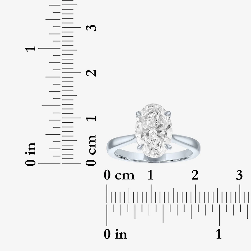 (G / Si1-Si2) Womens 3 CT. T.W. Lab Grown White Diamond Sterling Silver Oval Engagement Ring
