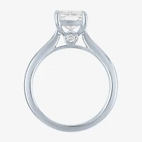 (G / Si1-Si2) Womens 3 CT. T.W. Lab Grown White Diamond Sterling Silver Rectangular Engagement Ring