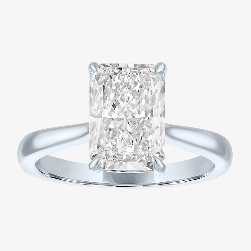 (G / Si1-Si2) Womens 3 CT. T.W. Lab Grown White Diamond Sterling Silver Rectangular Engagement Ring