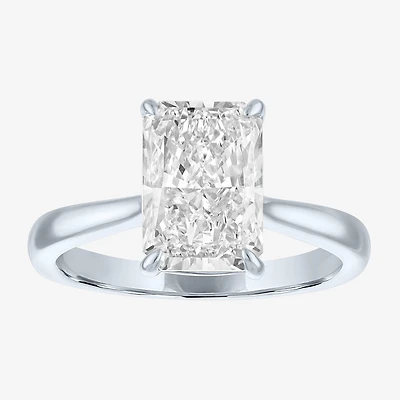 (G / Si1-Si2) Womens 3 CT. T.W. Lab Grown White Diamond Sterling Silver Rectangular Engagement Ring