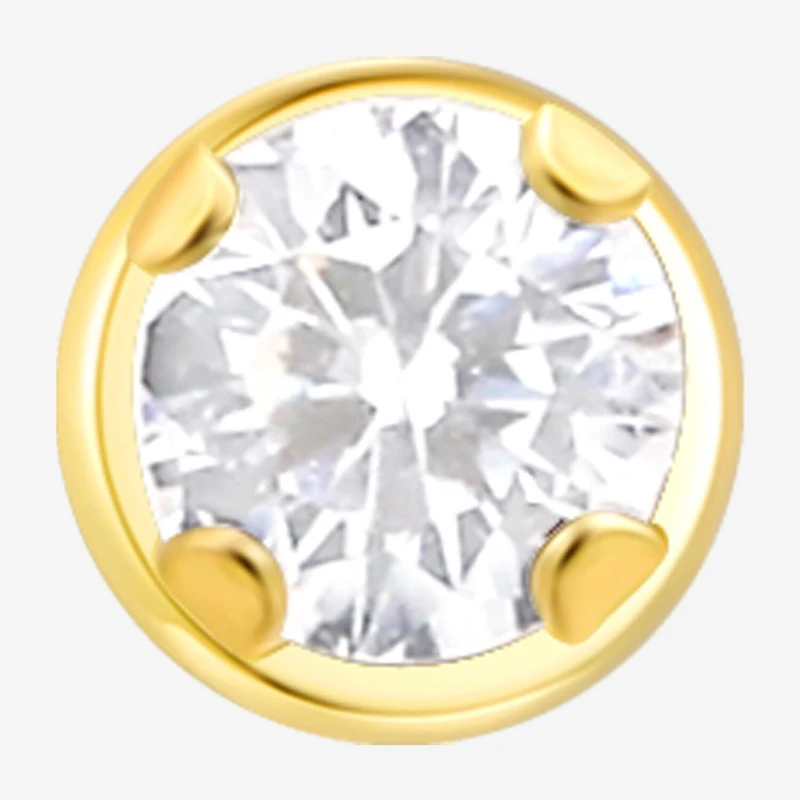Gold Addiction Womens White Cubic Zirconia 10K Gold Round Single Earring