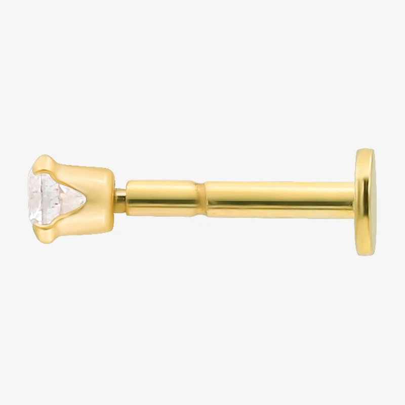 Gold Addiction Womens White Cubic Zirconia 10K Gold Round Single Earring