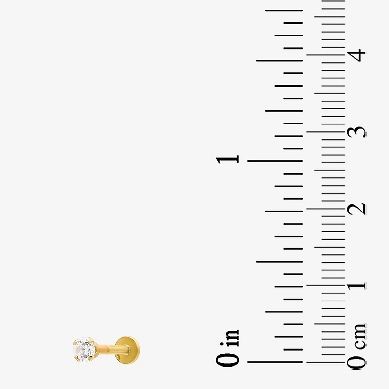 Gold Addiction Womens White Cubic Zirconia 10K Gold Round Single Earring
