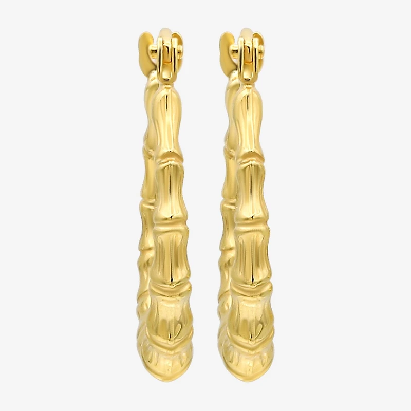 Bonded Brilliance Womens 14K Gold Over Silver 19mm Hoop Earrings