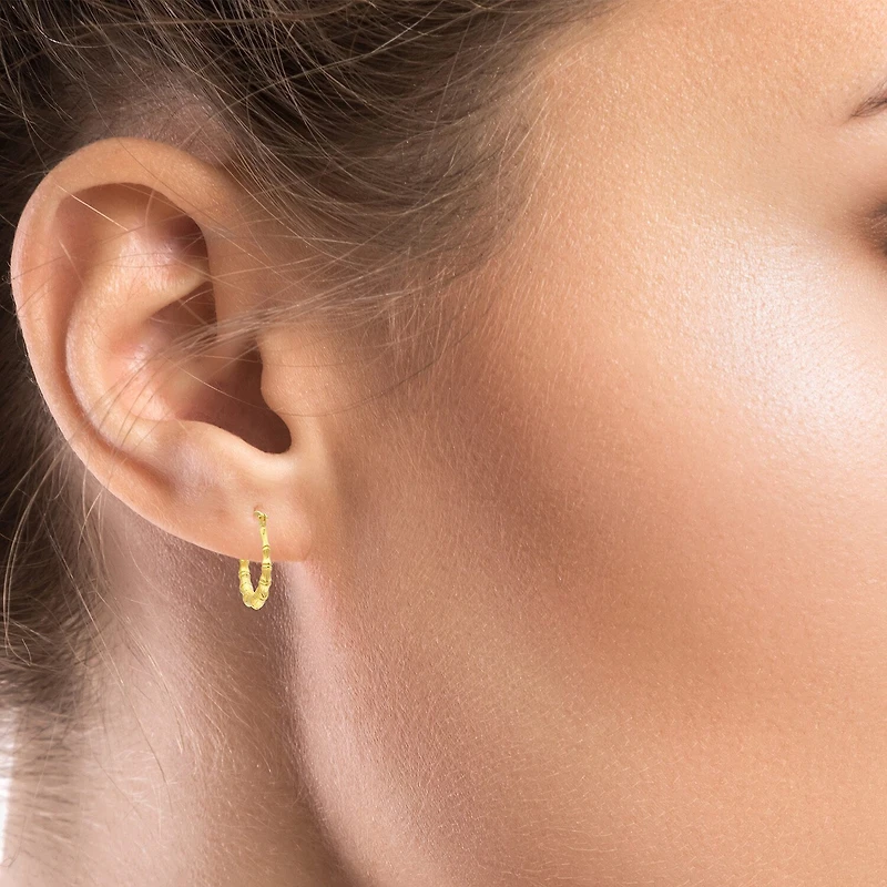 Bonded Brilliance Womens 14K Gold Over Silver 19mm Hoop Earrings