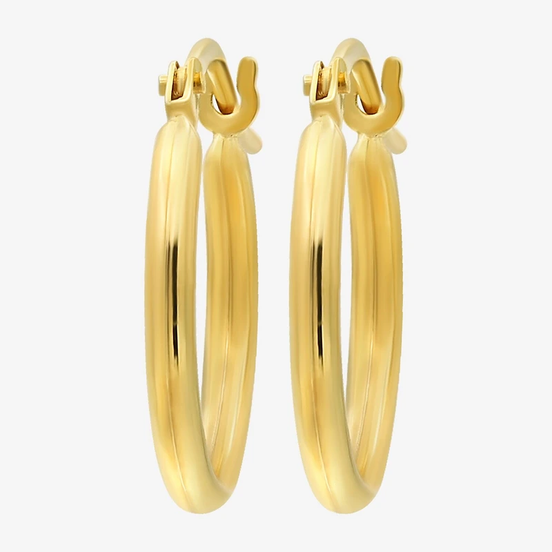 Bonded Brilliance Womens 14K Gold Over Silver 14mm Hoop Earrings