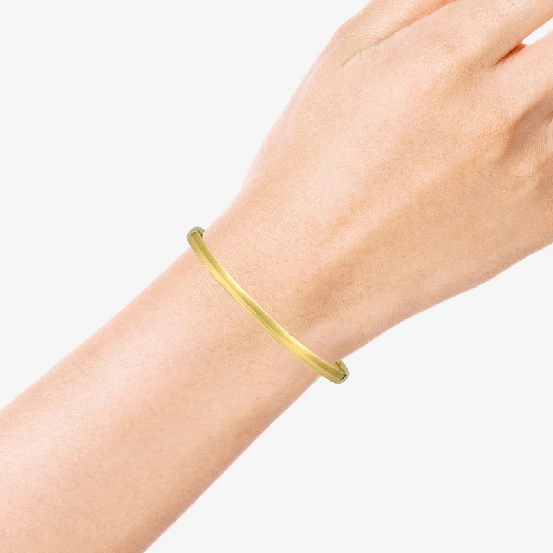 Bonded Brilliance Womens 14K Gold Over Silver Round Bangle Bracelet