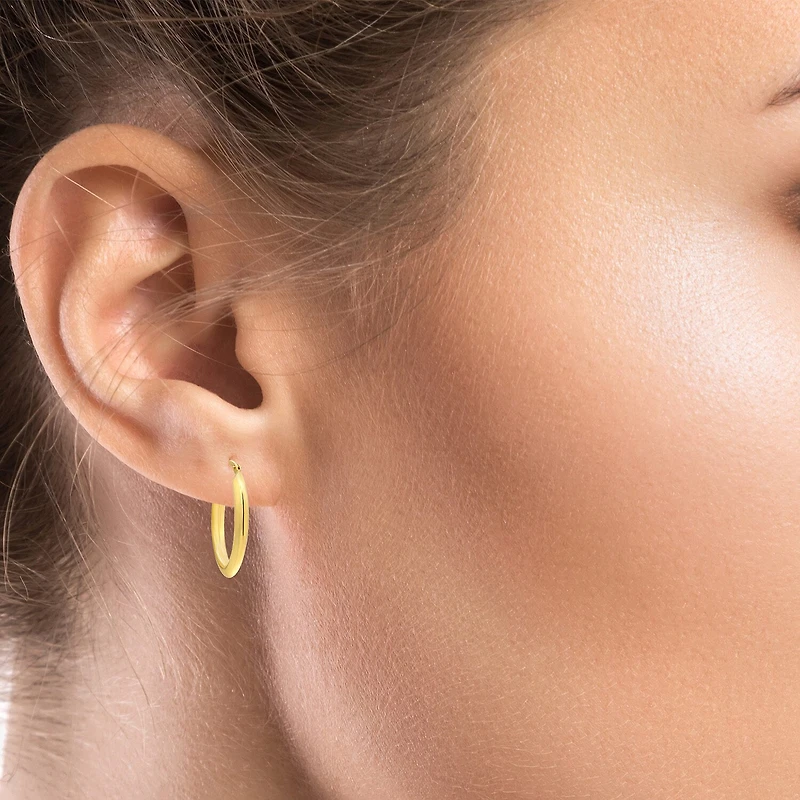Bonded Brilliance Womens 14K Gold Bonded With Sterling Silver 20mm Hoop Earrings