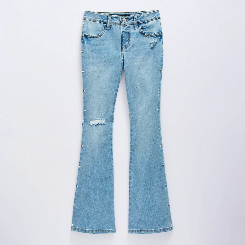 Vanilla Star Big Kid Girls Studded Flare Leg Jean