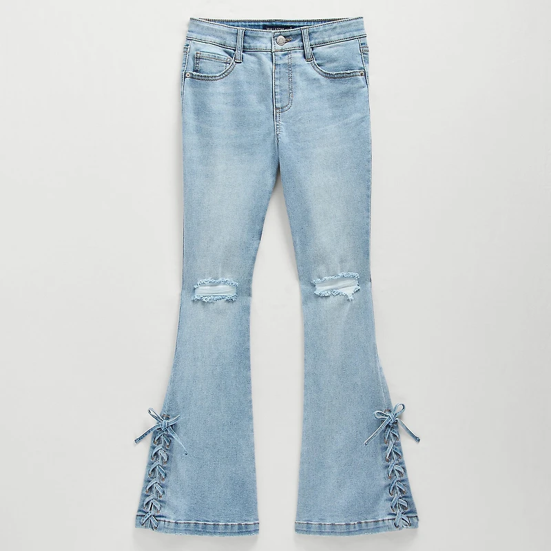 Vanilla Star Big Kid Girls Lace Up Flare Leg Jean