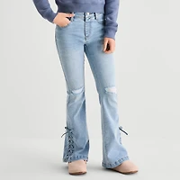 Vanilla Star Big Kid Girls Lace Up Flare Leg Jean