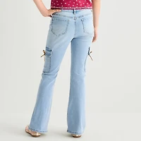 Vanilla Star Big Kid Girls Bow Cargo Flare Leg Jean